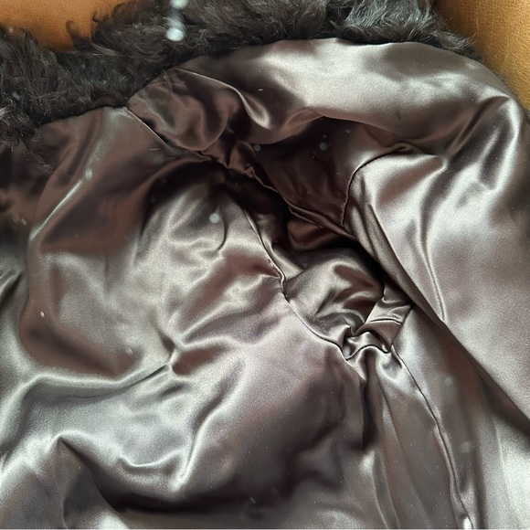 Vintage chocolate brown fur shearling curly lamb leather penny lane coat jacket - Picture 15 of 16